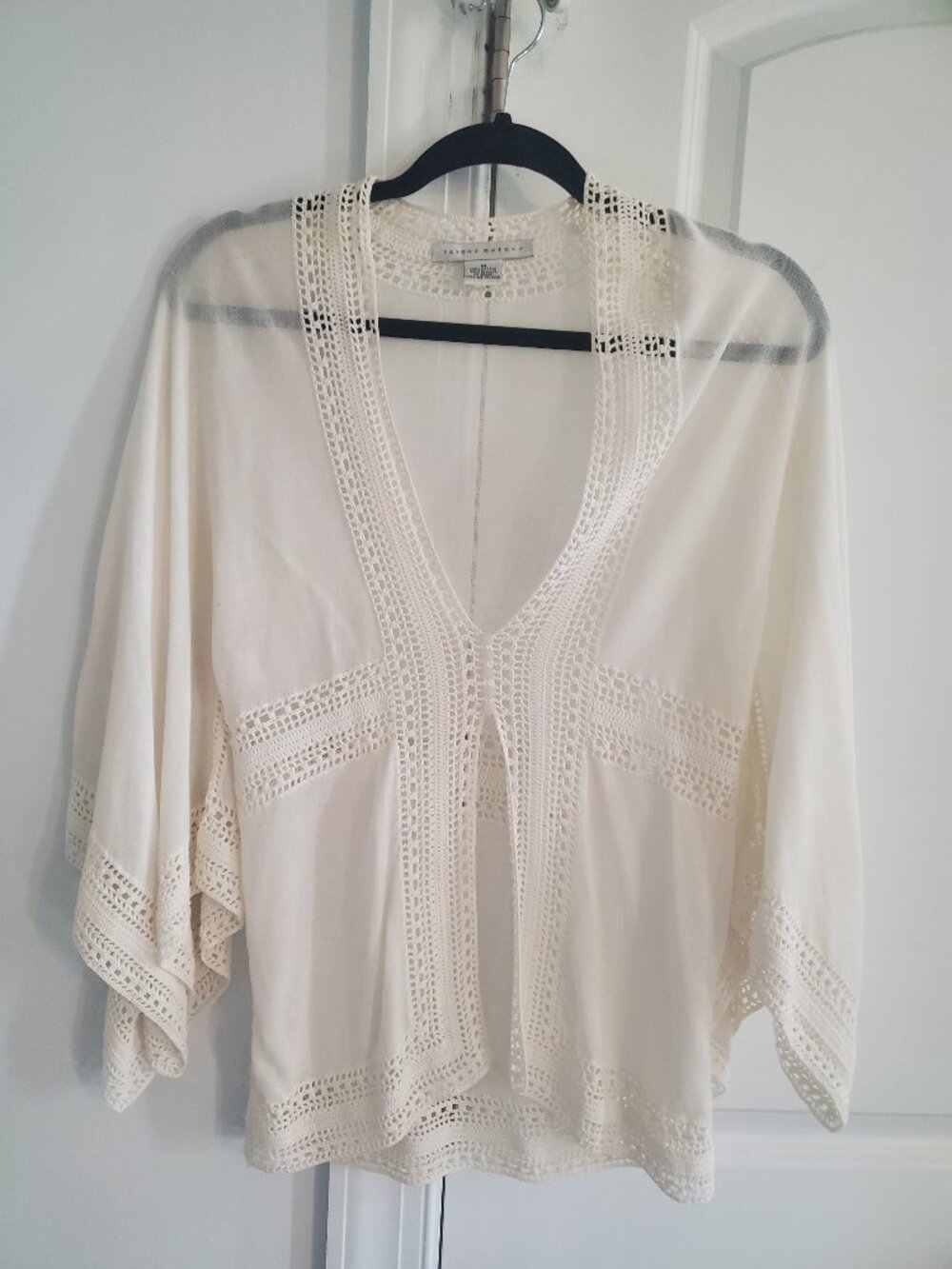 Susana Monaco Ivory Crochet Lace Sheer Blouse Cover Up